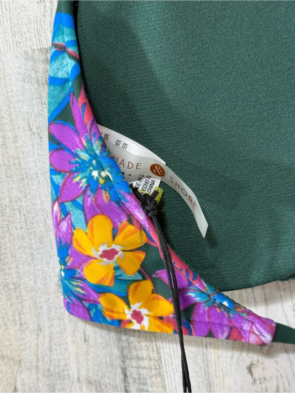 Shade & Shore Dark Green Tropical Lace-Up Bikini Top - Picture 6 of 10